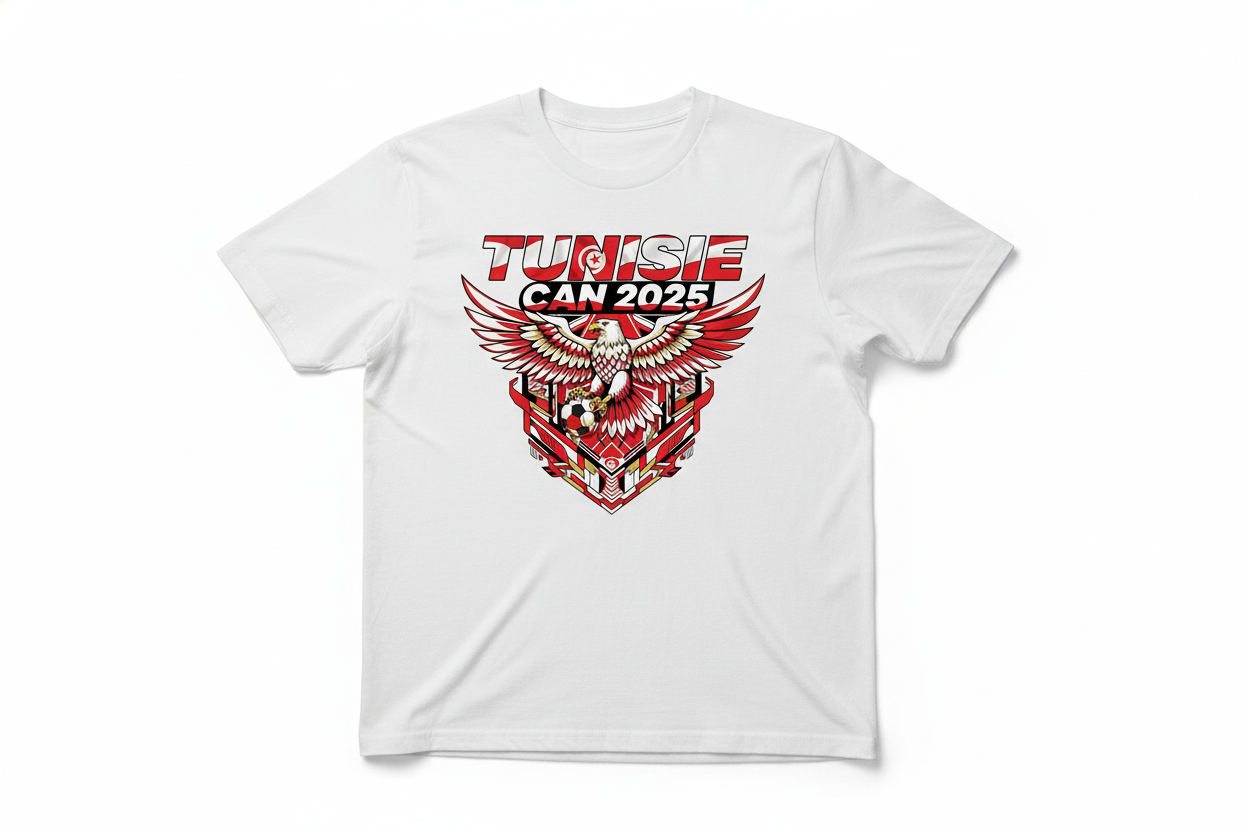 T-shirt blanc Tunisie fond blanc