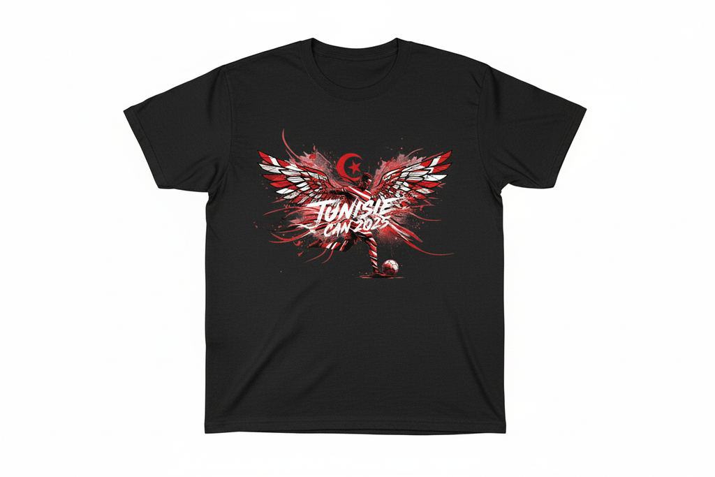 T-shirt noir Tunisie CAN 2025 - Action
